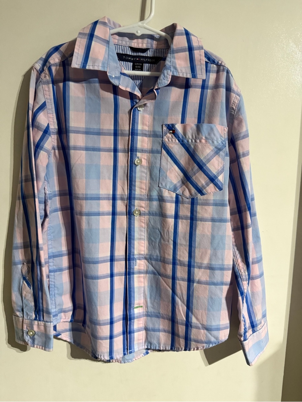 Tommy Hilfiger Pink and Light Blue Plaid Shirt